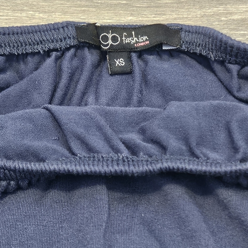 Navy Ruffle Off The Shoulder Top - Picture 5 of 6